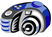 Grey and blue camera